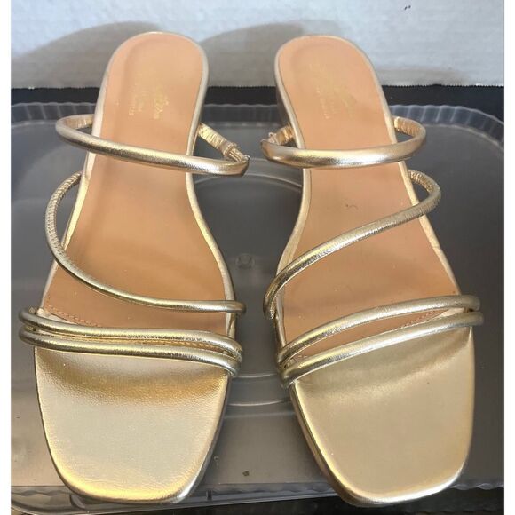 Seychelles ROCK CANDY SANDALS WOMENS Gold LEATHER STRAPPY SANDALS Size 8.5 NEW - Picture 1 of 11